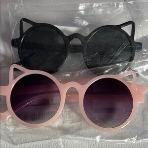 Kids Cat-Ear Sunglasses Set - Black and Pink